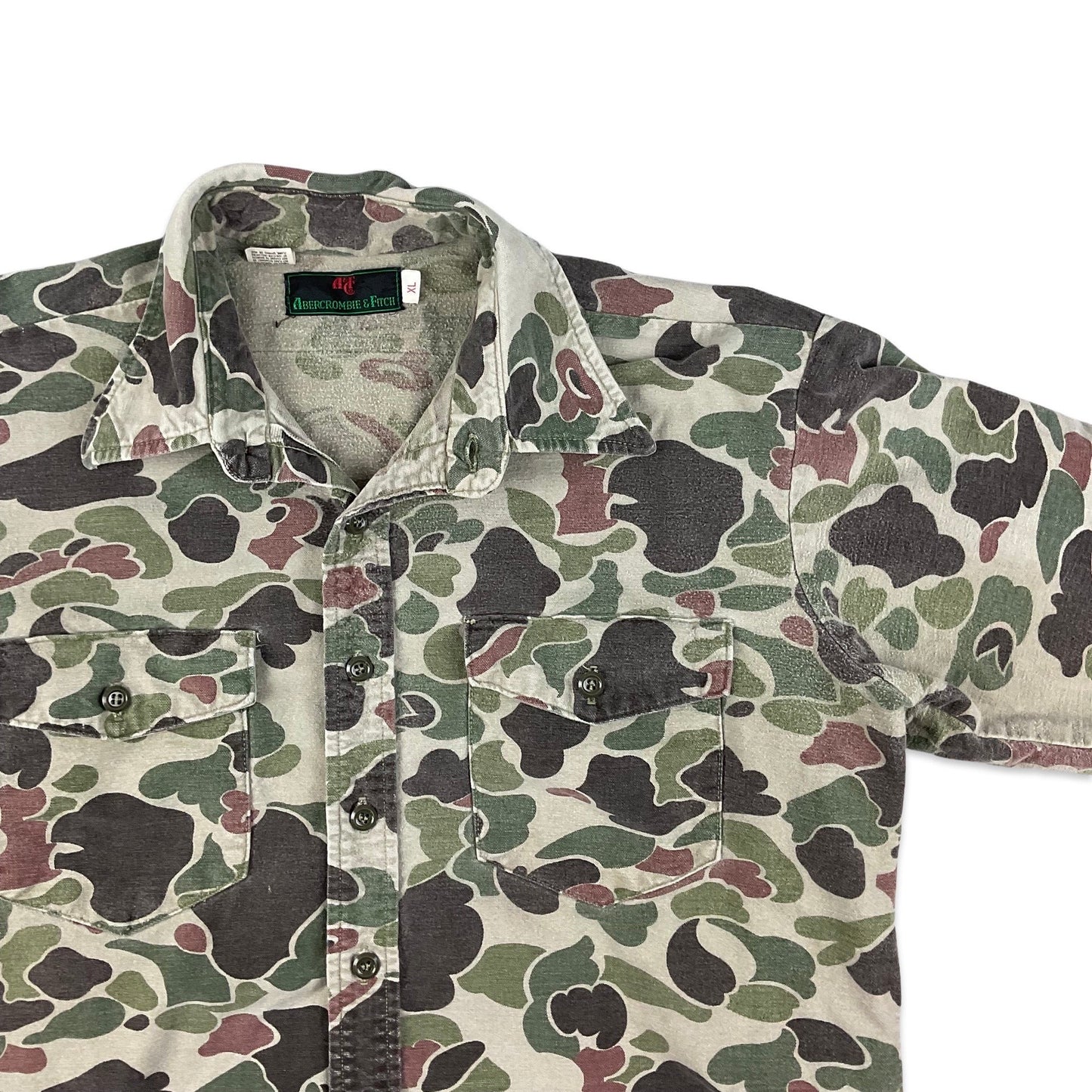 Vintage 80s Abercrombie & Fitch Green Camo Shirt L XL