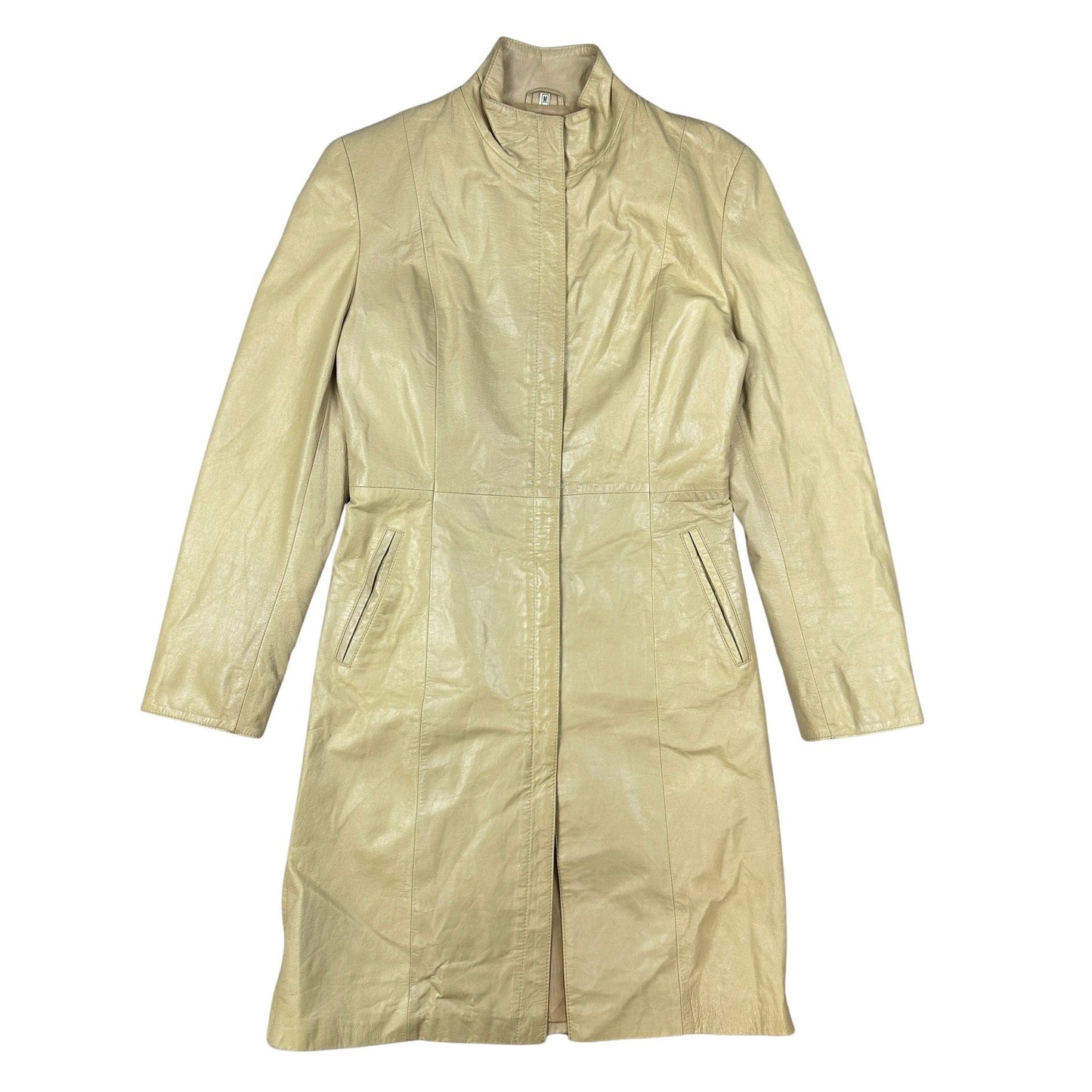 Vintage 90s Y2K Beige Leather Coat 12