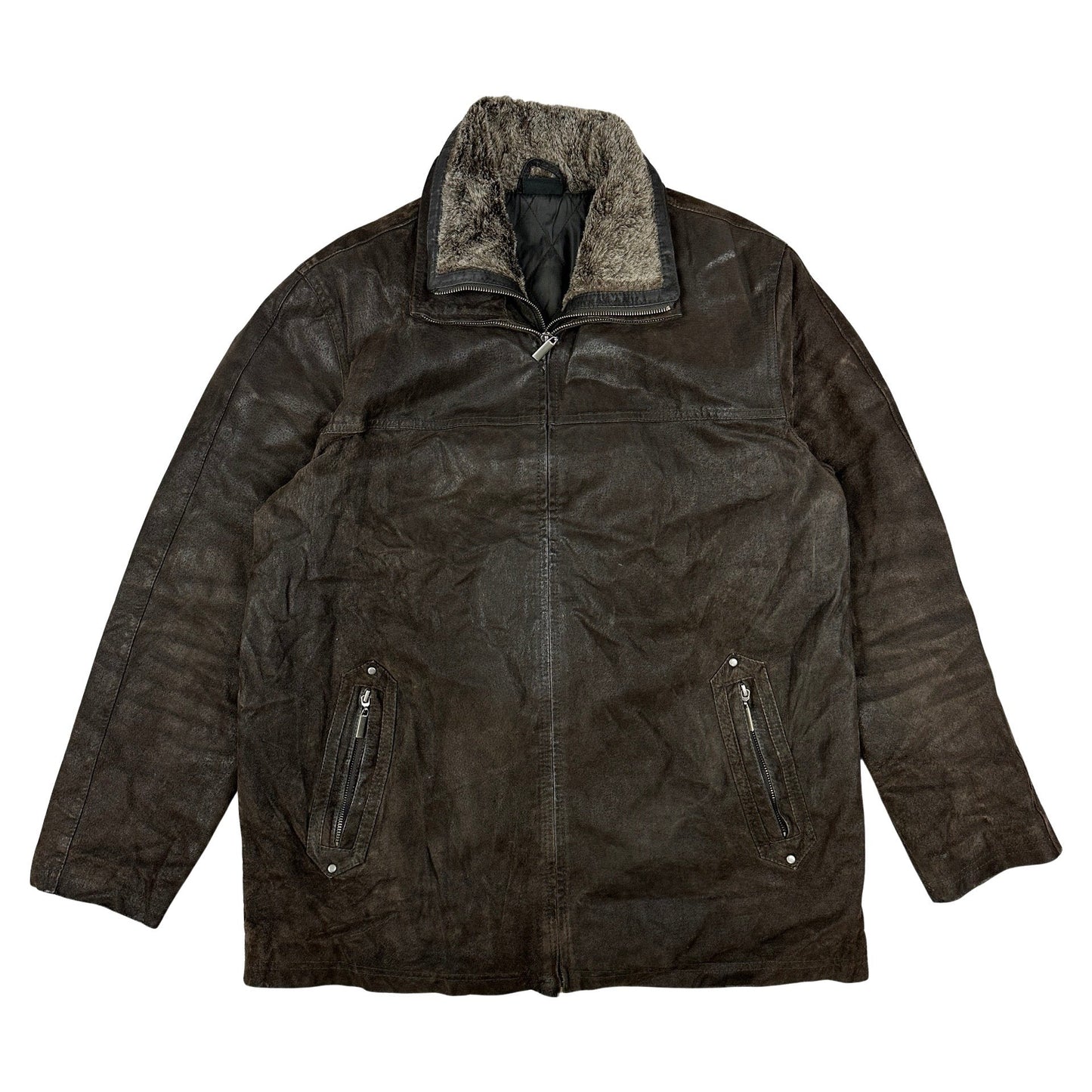 Vintage Brown Suede Bomber Jacket L