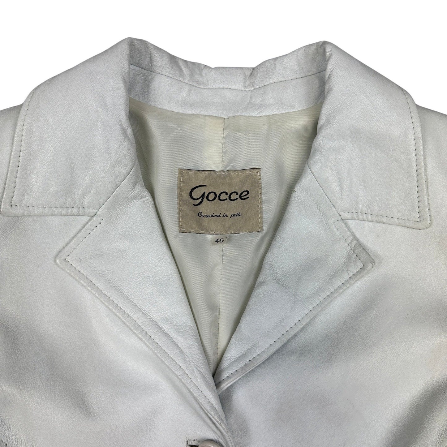 Preloved Y2K Ladies White Leather Jacket 16