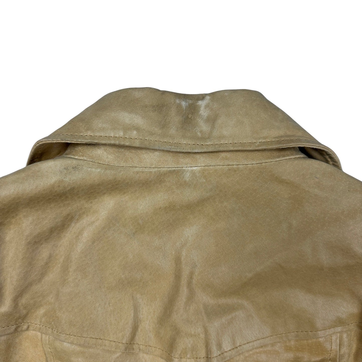 90s Vintage Beige Leather Trench Coat 10