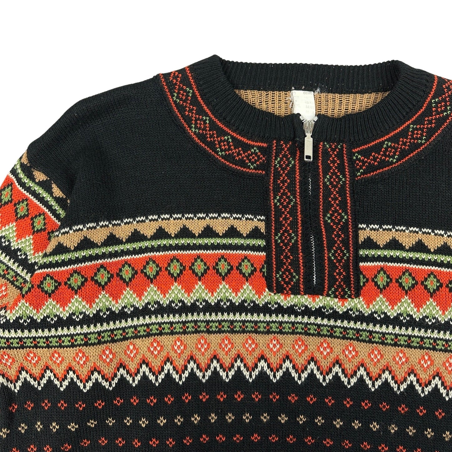 Vintage 90s Black Patterned Knit Jumper 18