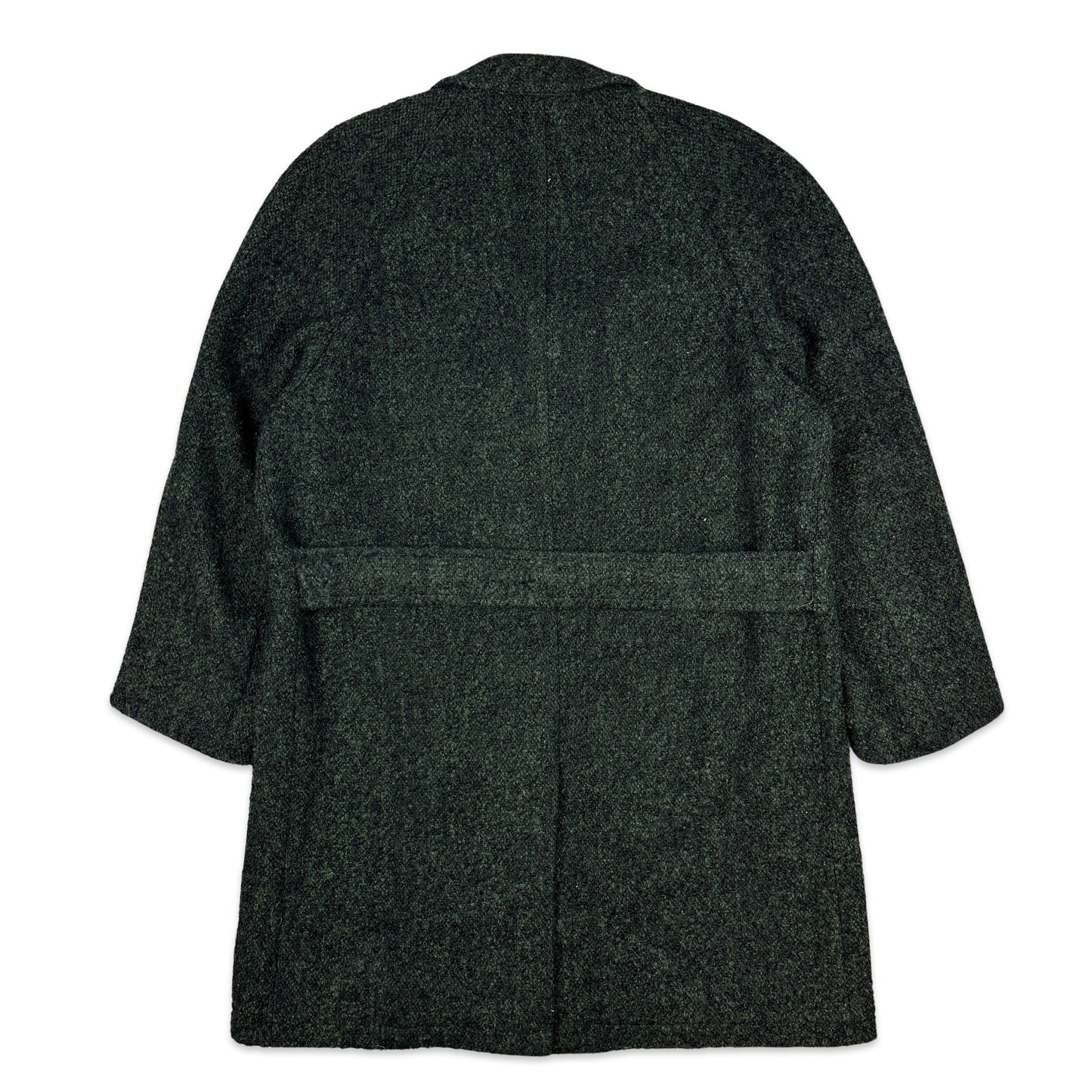 90s Vintage Green Woven Wool Duster Coat XL