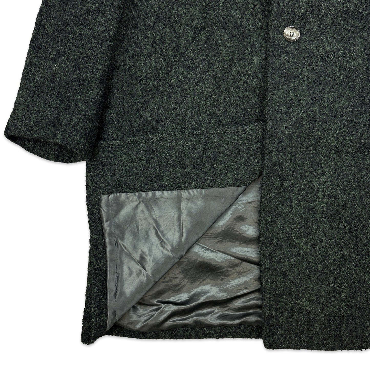 90s Vintage Green Woven Wool Duster Coat XL