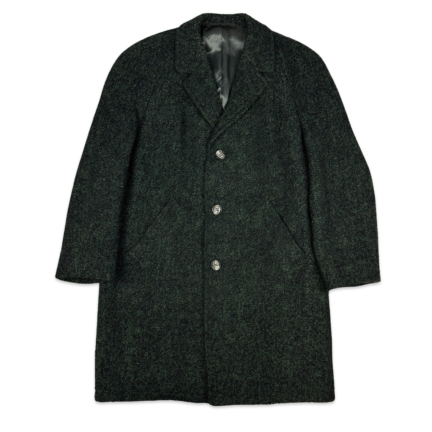 90s Vintage Green Woven Wool Duster Coat XL