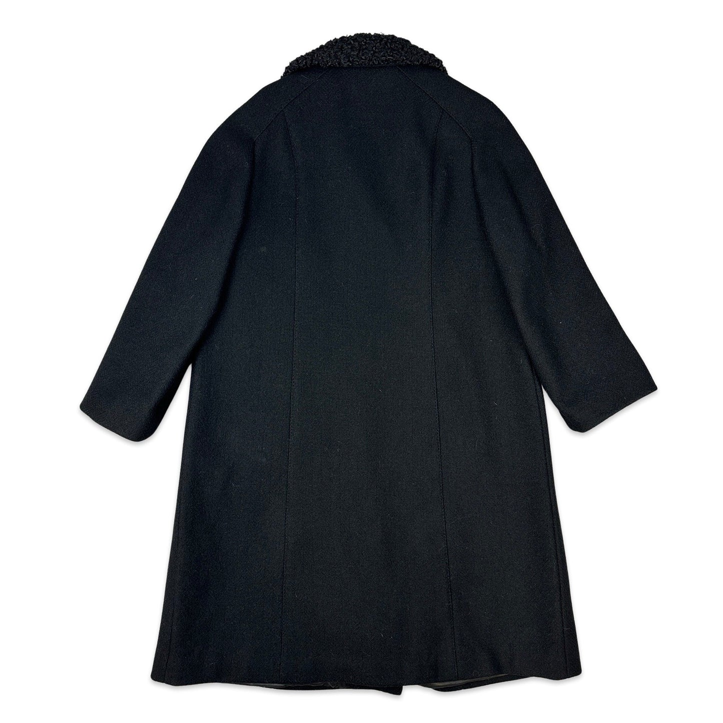 80s Vintage Black Wool Coat 16 18 20