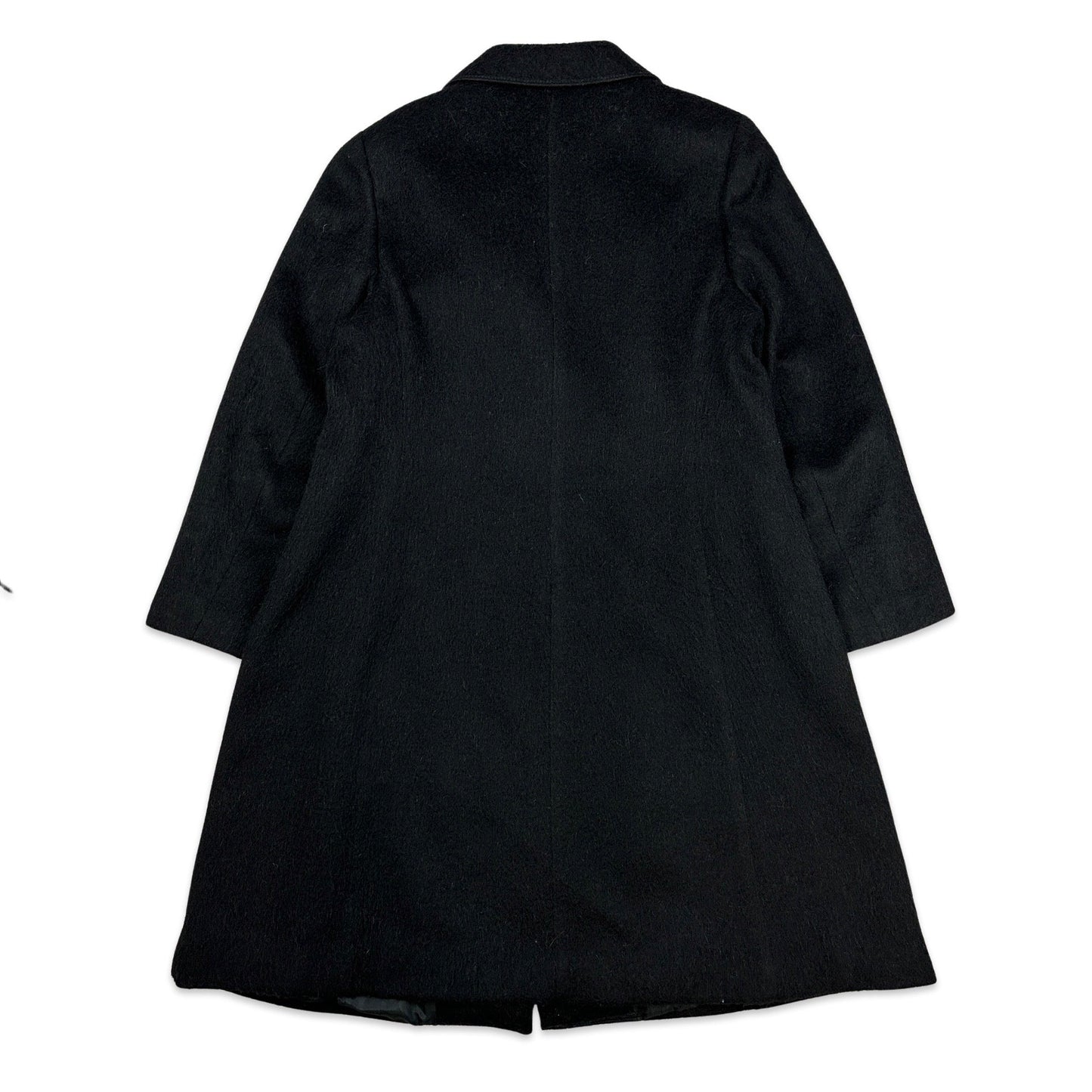 90s Vintage Black Wool Duster Coat 16