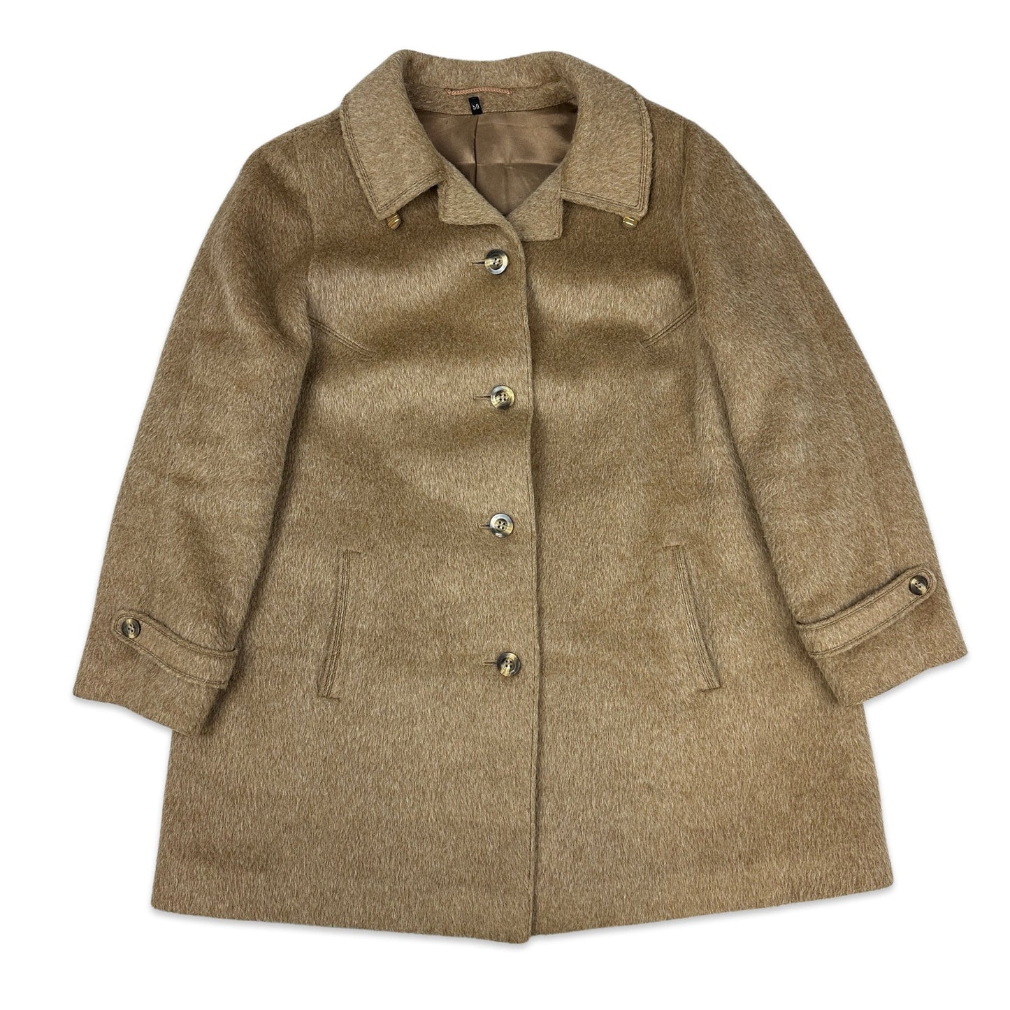 70s Vintage Beige Llama Wool Coat 16 18 20
