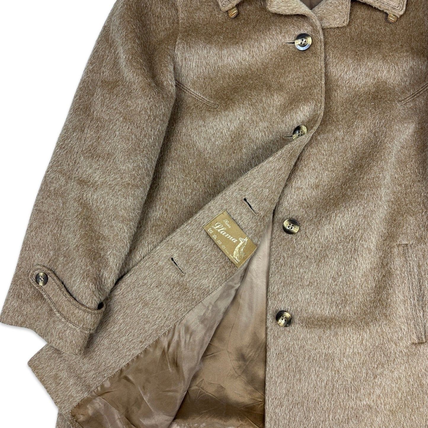 70s Vintage Beige Llama Wool Coat 16 18 20