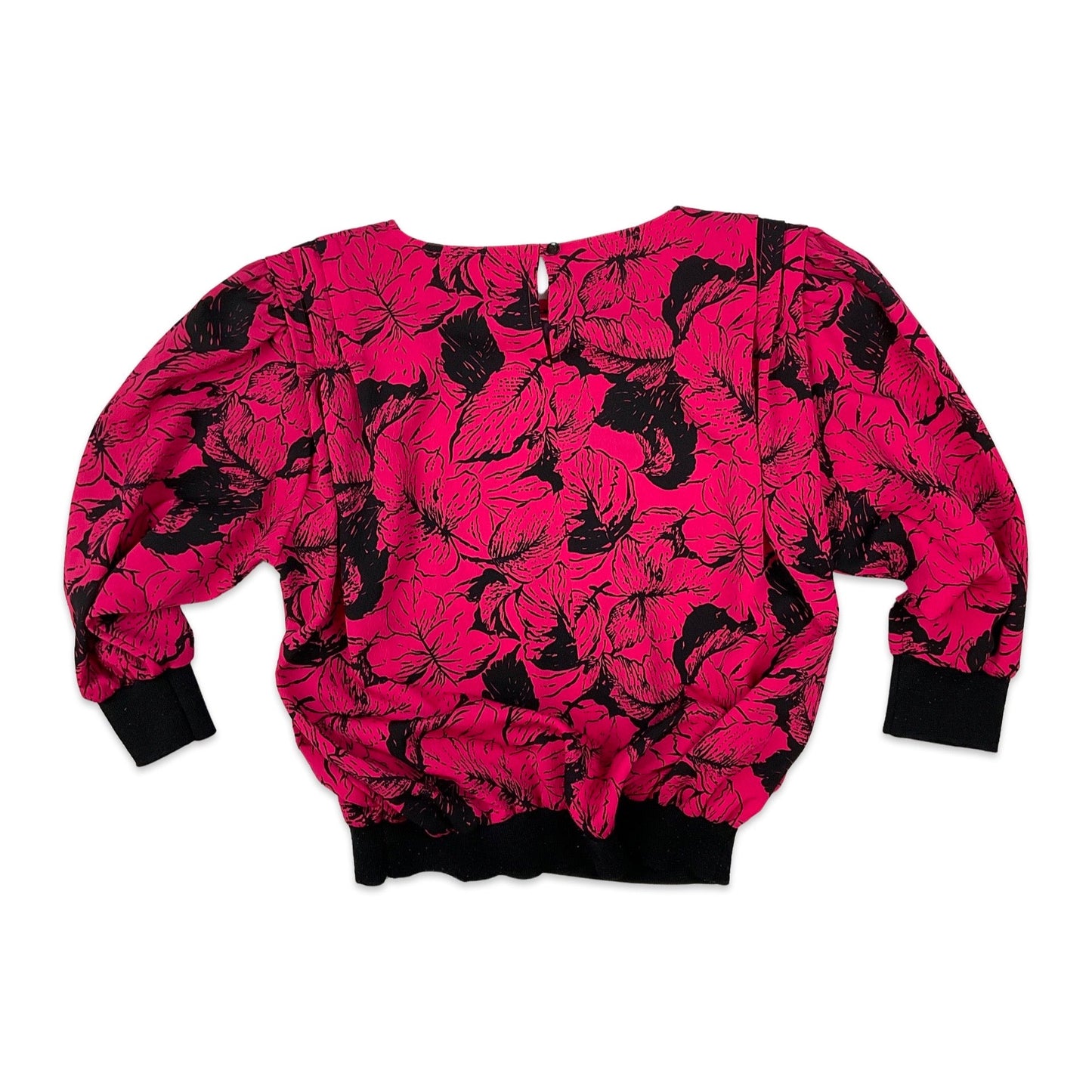 80s Vintage Pink Floral Blouse 14 16