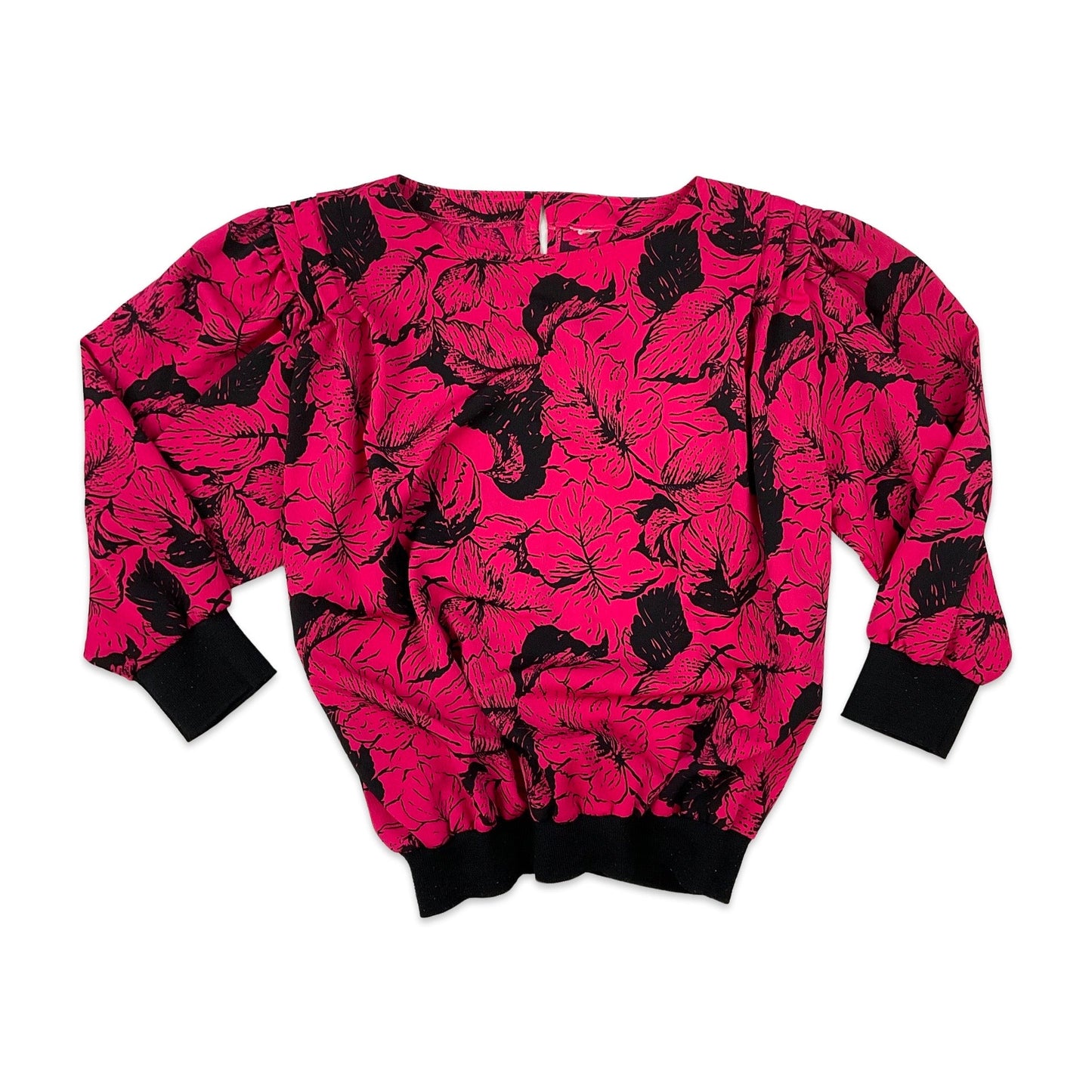 80s Vintage Pink Floral Blouse 14 16