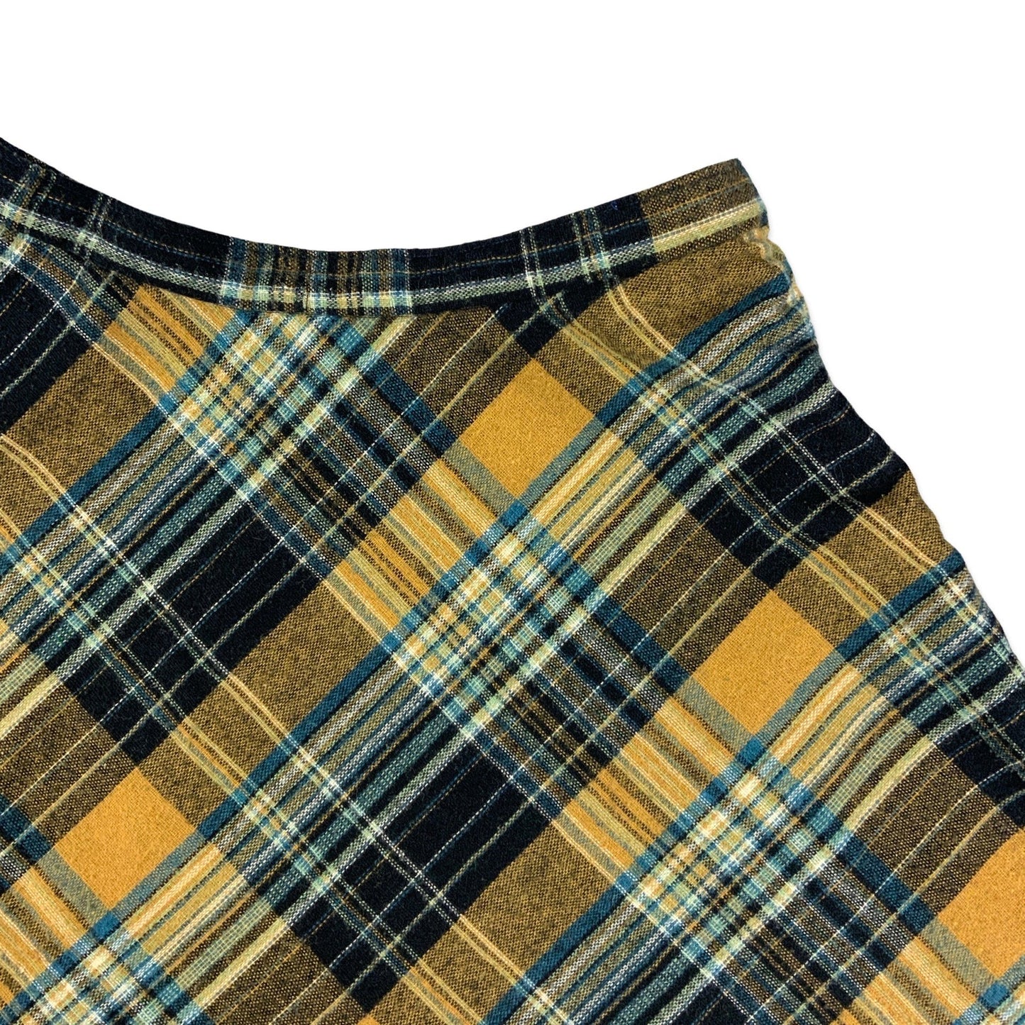 Vintage Yellow Blue & Black Plaid A-line Mini Skirt 10
