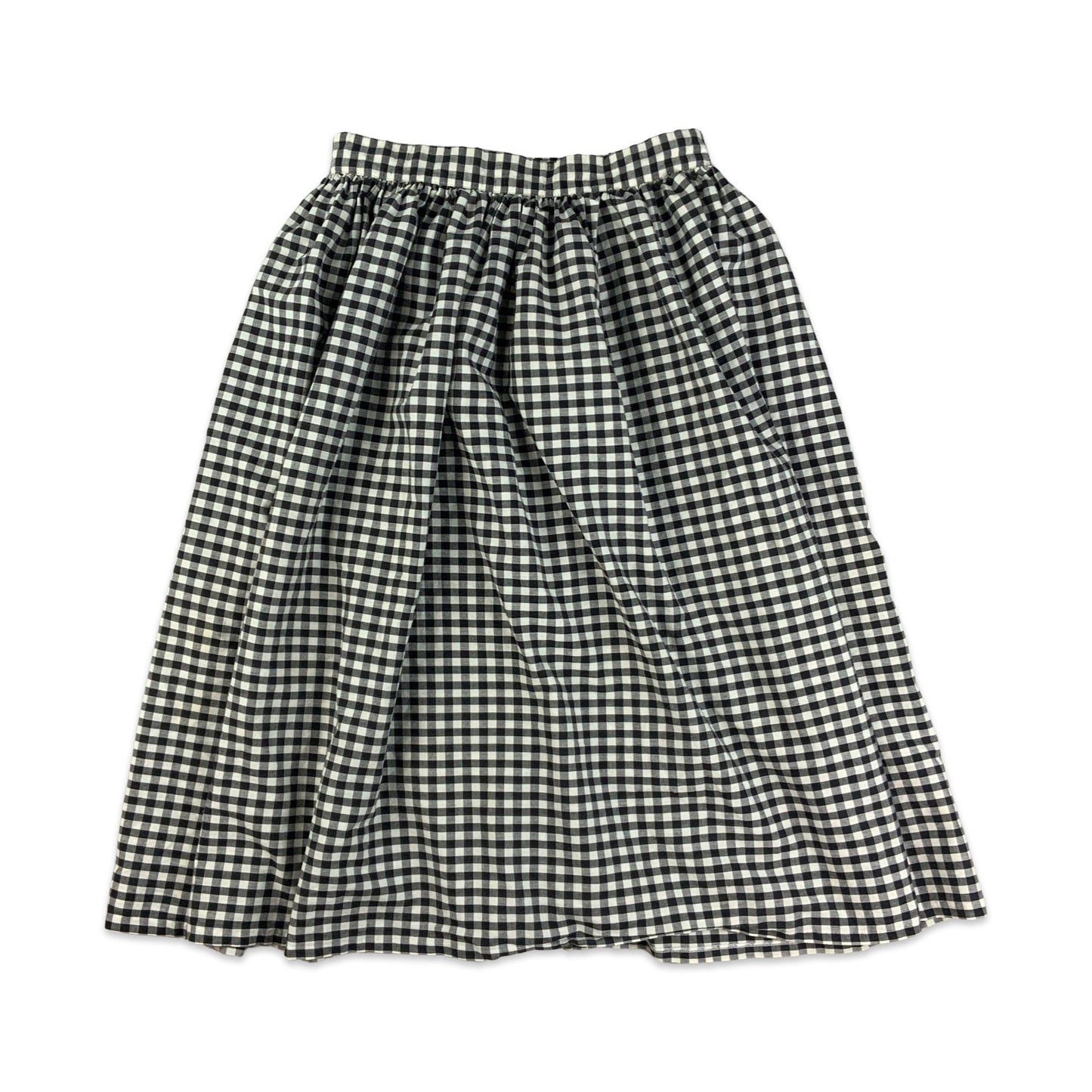 Vintage Black & White Gingham Button-up Midi Skirt 8