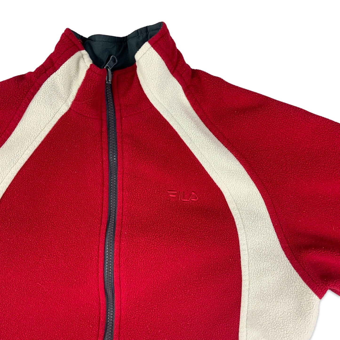 FILA Reversible Red & White Fleece Grey & White Windbreaker S M