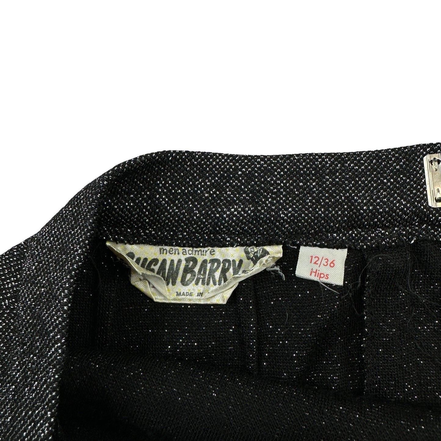 70s Vintage Black Sparkly Lurex Maxi Skirt 6