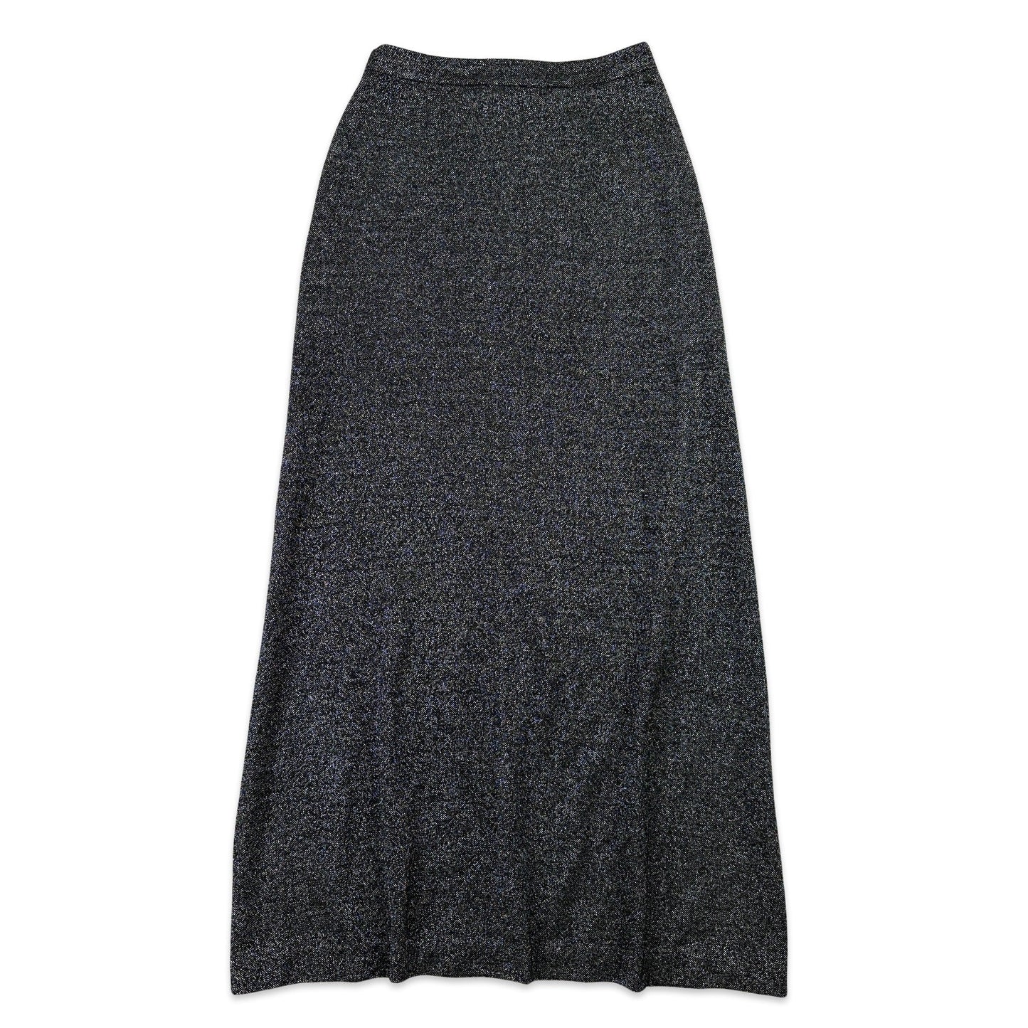 70s Vintage Black Sparkly Lurex Maxi Skirt 6