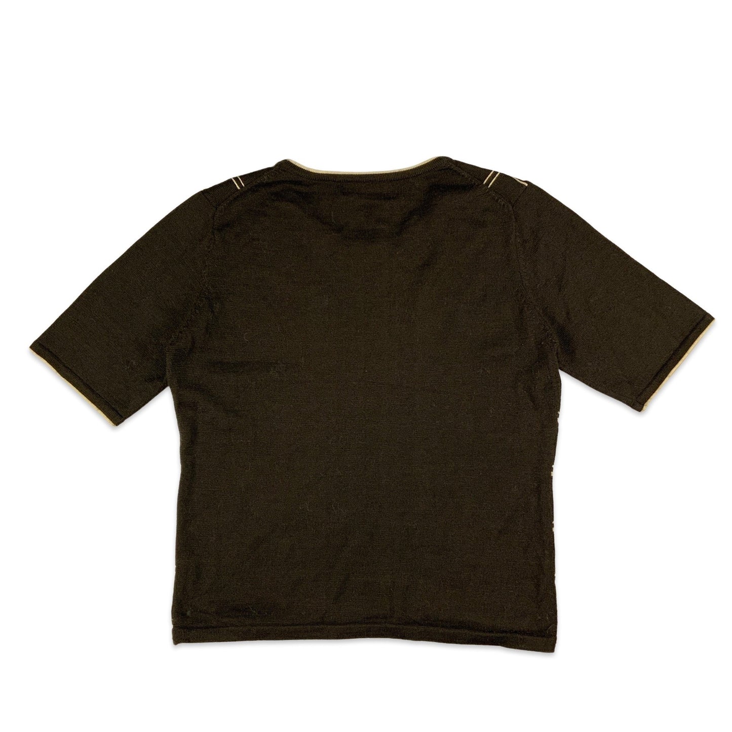 Brown & Beige Checked Short Sleeve Jumper 10 12