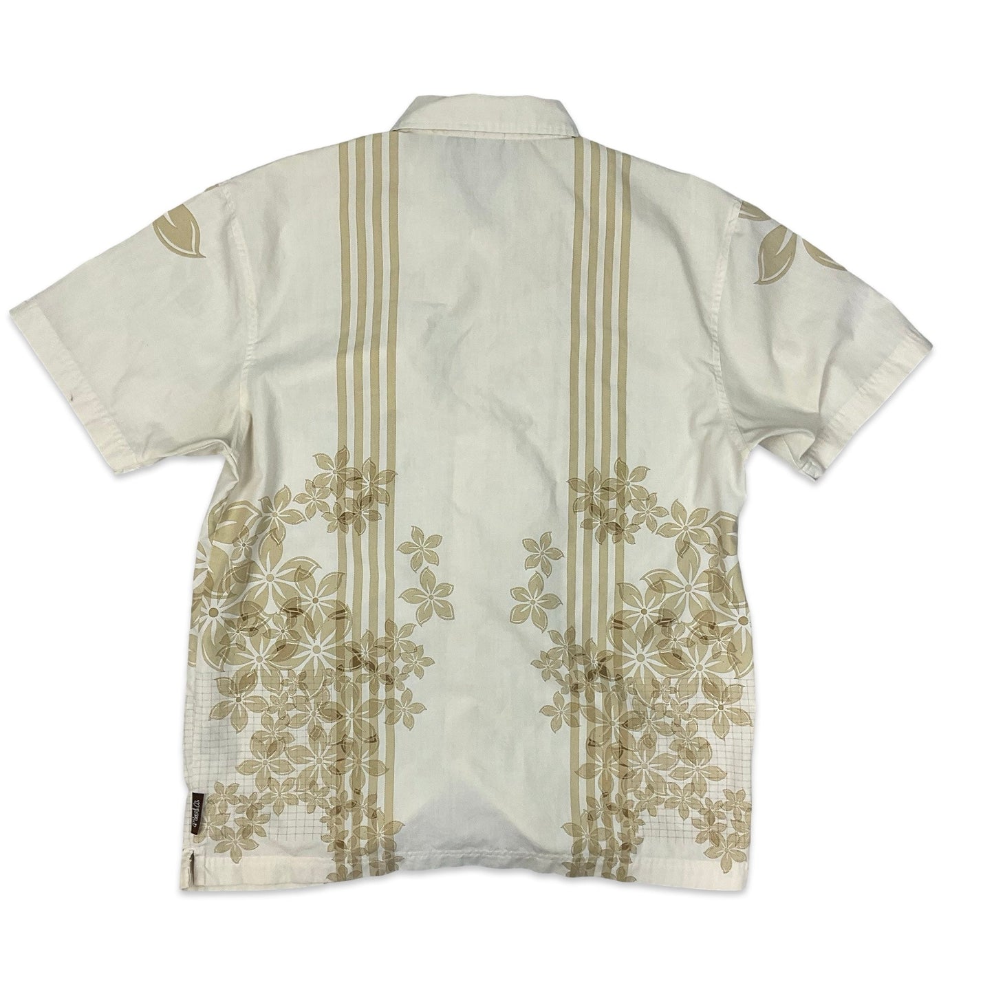 Y2K Beige Floral Print Shirt M L