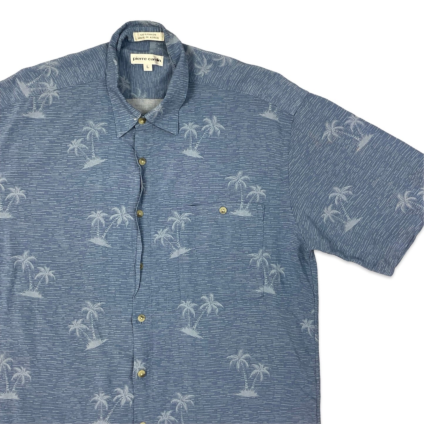 Vintage Pierre Cardin Blue Palm Tree Print Shirt M L