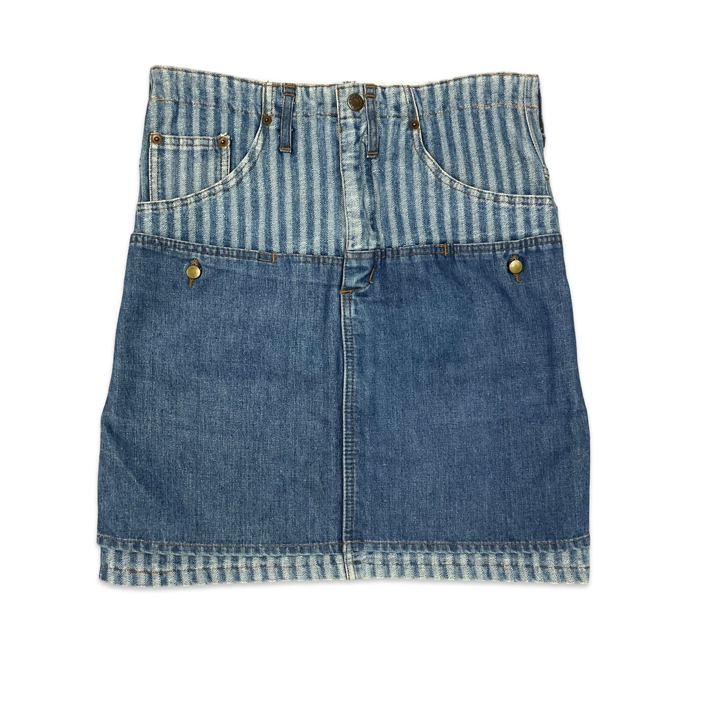 Vintage Striped Denim Midi Skirt 12