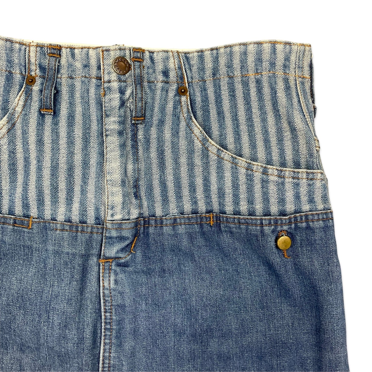 Vintage Striped Denim Midi Skirt 12