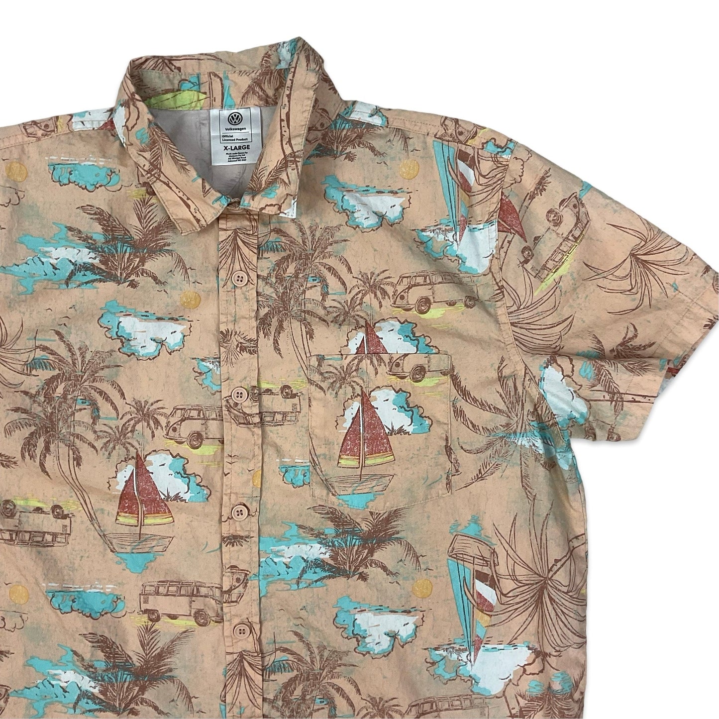 Volkswagen Peach Hawaiian Shirt M L