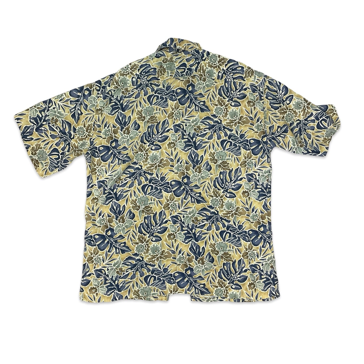 Vintage 1990s/00s Pierre Cardin Yellow & Navy Botanical Print Shirt M L
