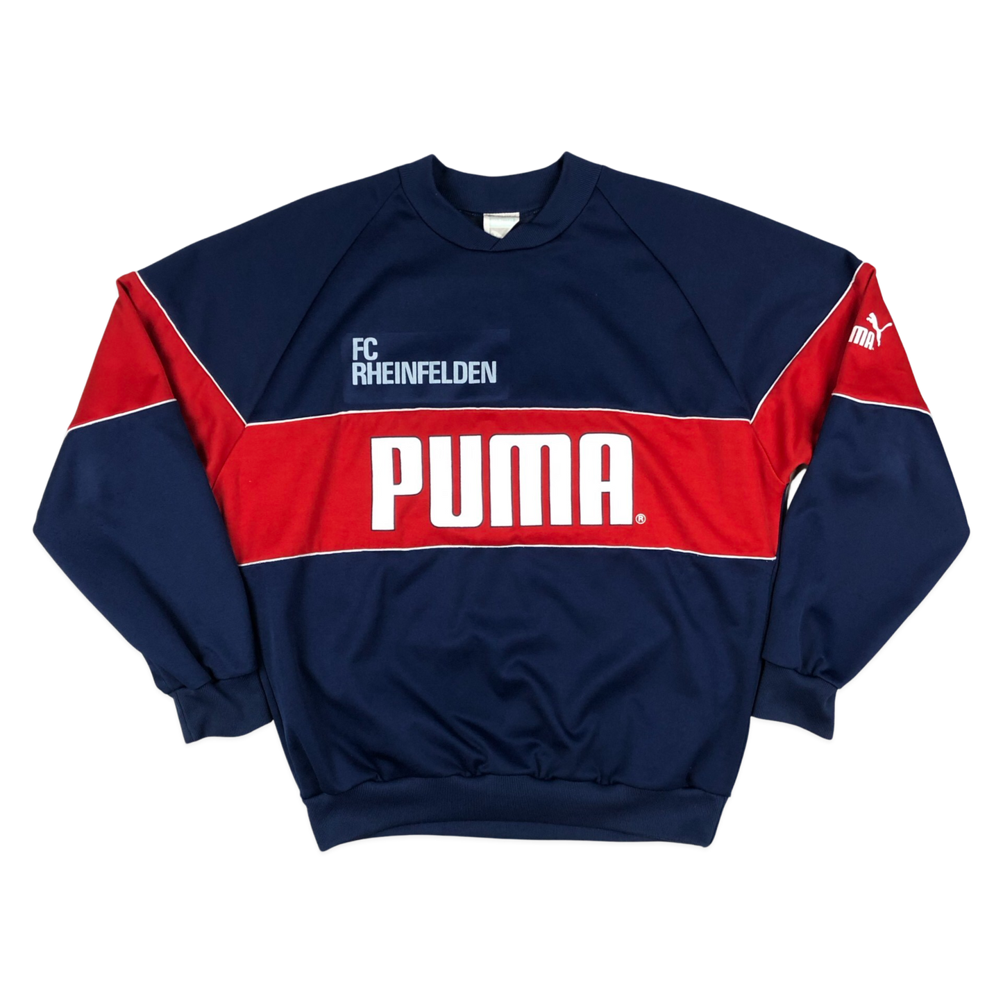 Vintage 70s Puma "FC Rheinfelden" Red and Navy Sweatshirt XL