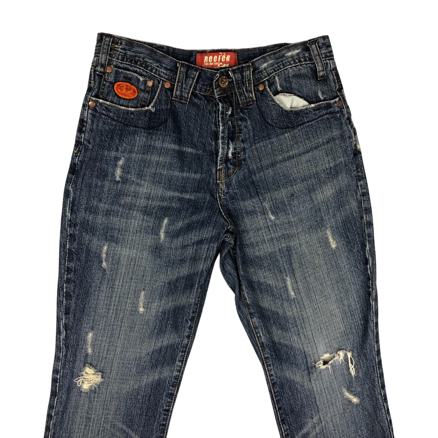 Vintage Flared Distressed Blue Jeans 31W 31L