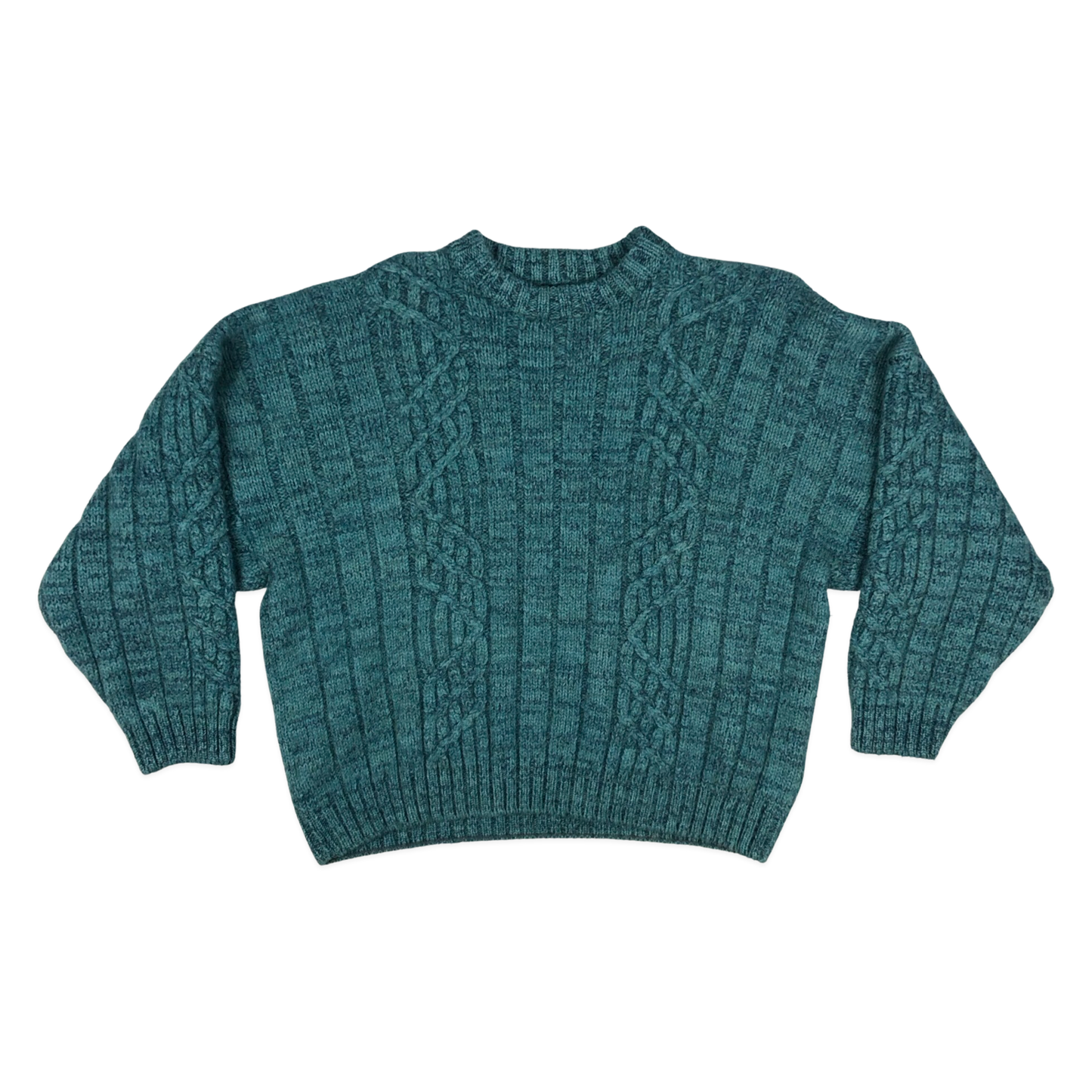 Vintage 80s Teal Cable Knit Jumper XL