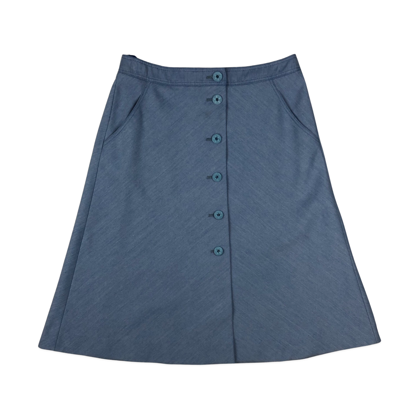 Vintage 60s 70s Blue A-line Skirt 12
