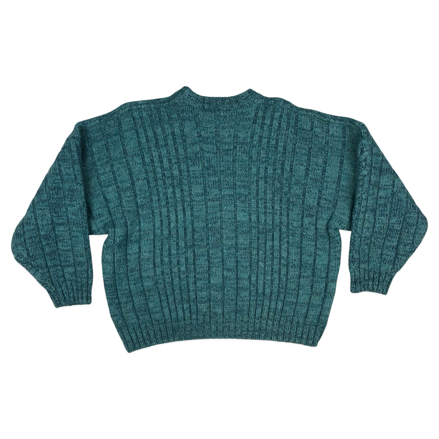 Vintage 80s Teal Cable Knit Jumper XL