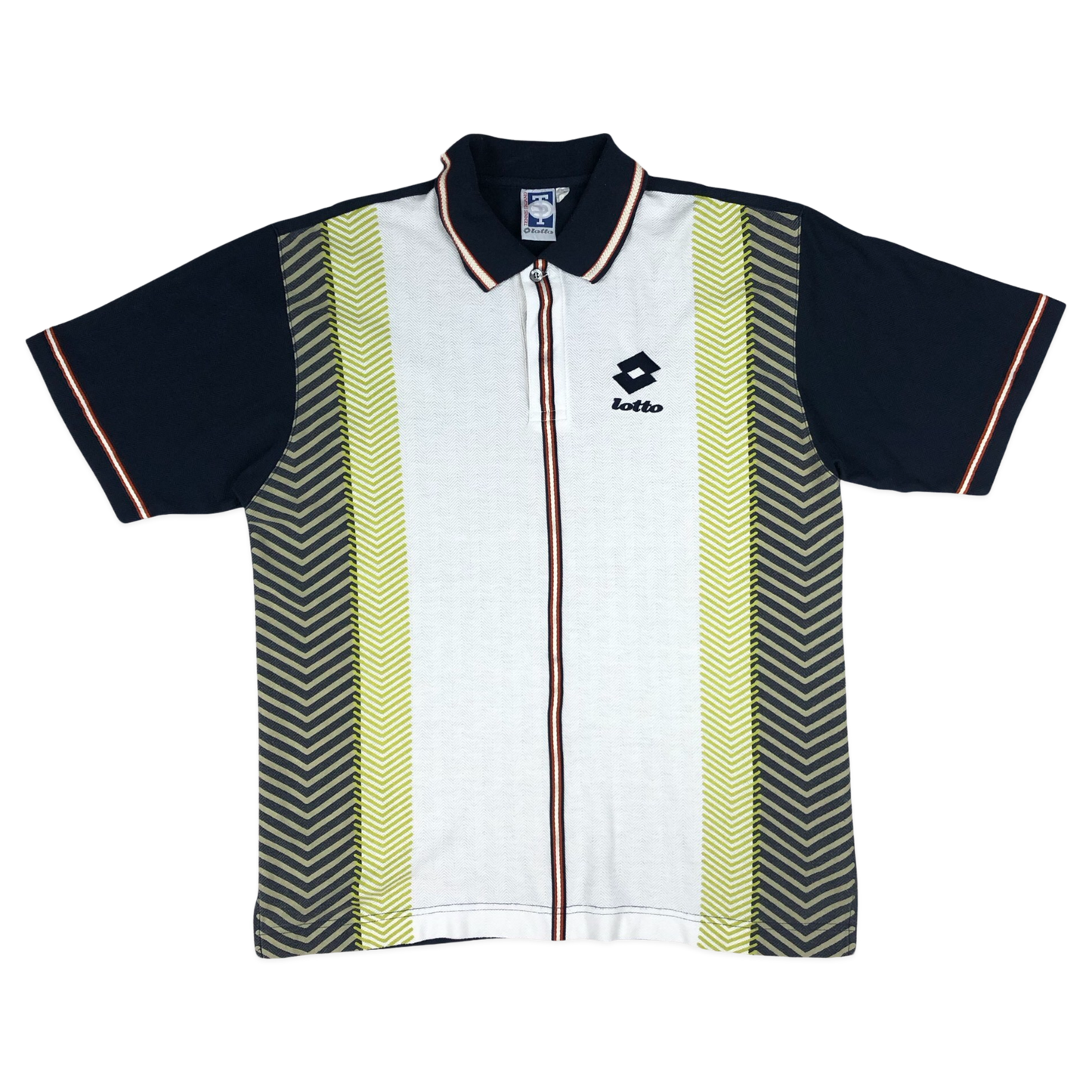 Vintage 80s 90s Lotto White, Green, and Navy Polo Shirt XL