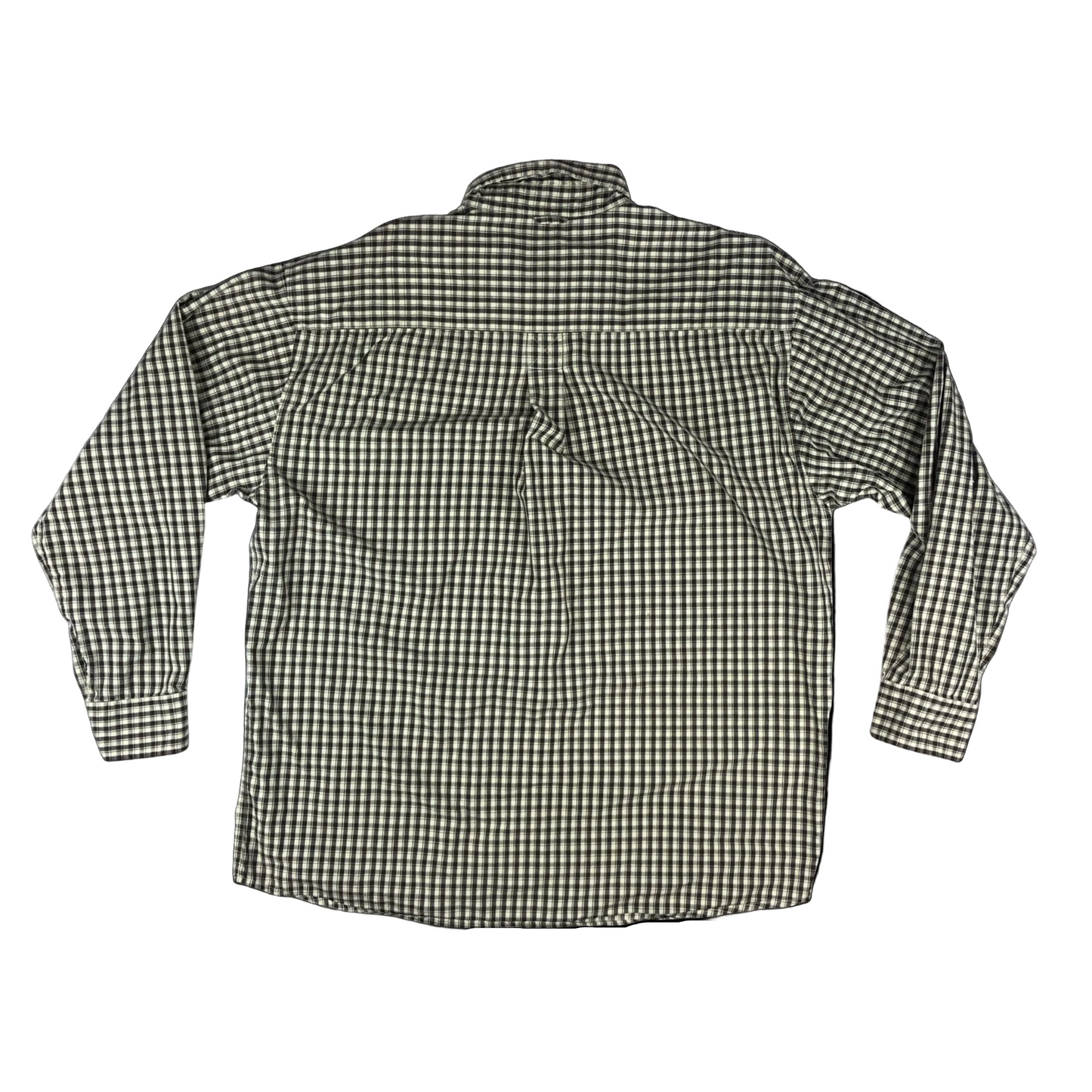 Vintage Timberland Brown White Checked Plaid Long Sleeve Button Up Casual Shirt XXL