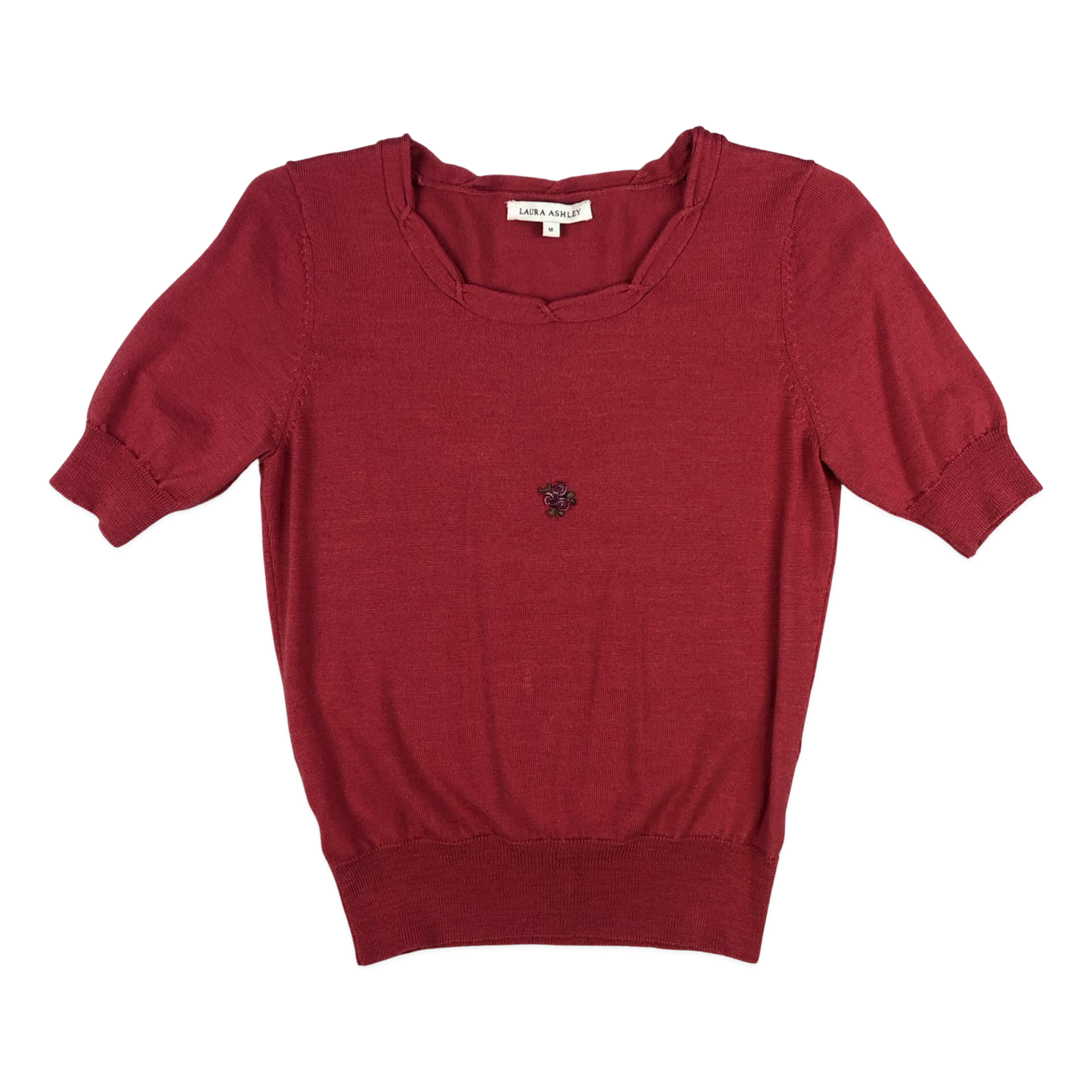 Vintage Red Laura Ashley Embroidered Short Sleeve Jumper 8