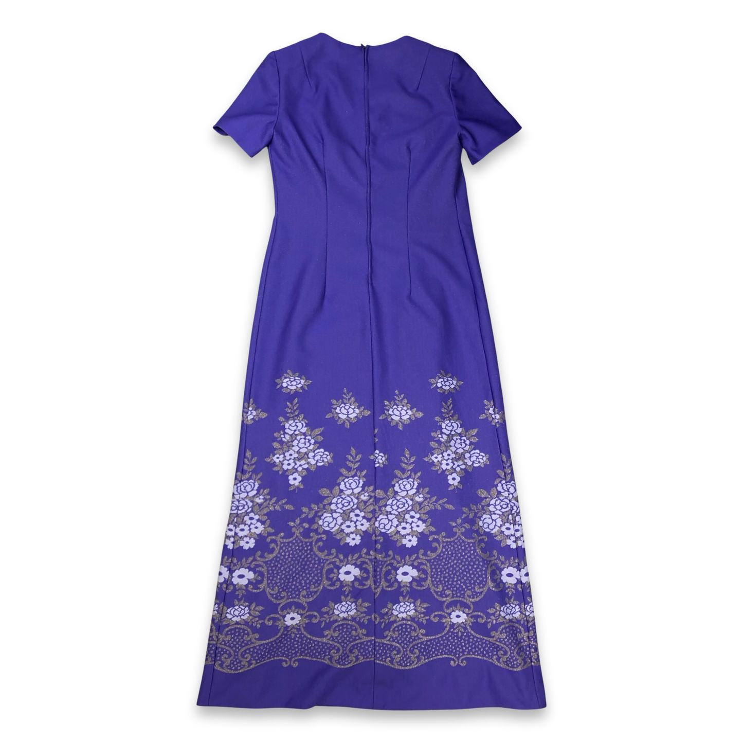 Vintage 70s Lilac Purple Floral Maxi Dress 12