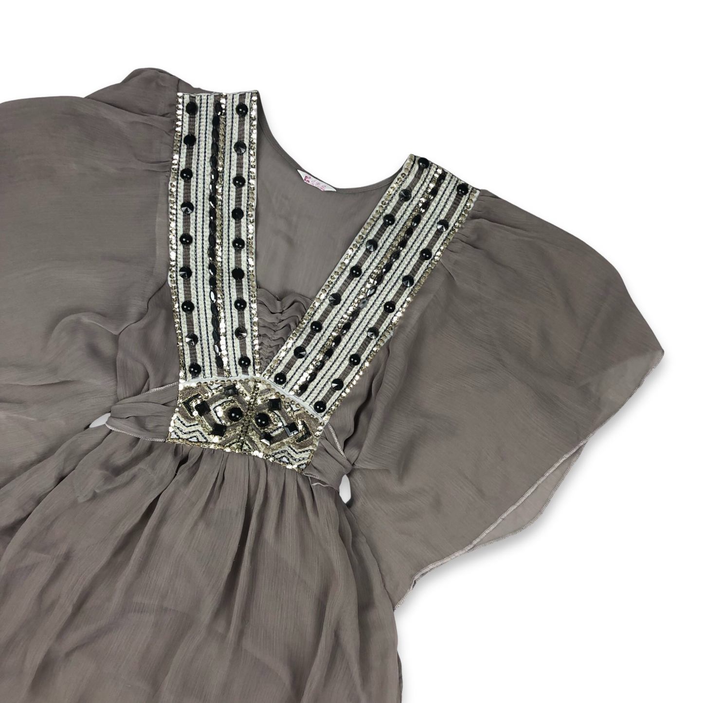 Vintage 90s Grey Sheer Kaftan Style Dress 10