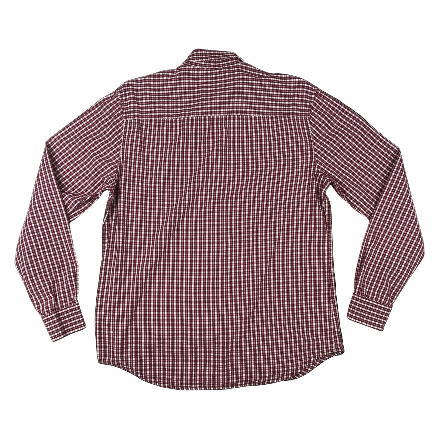 Vintage Wrangler Red White Checked Plaid Long Sleeve Button-Up Casual Shirt Medium