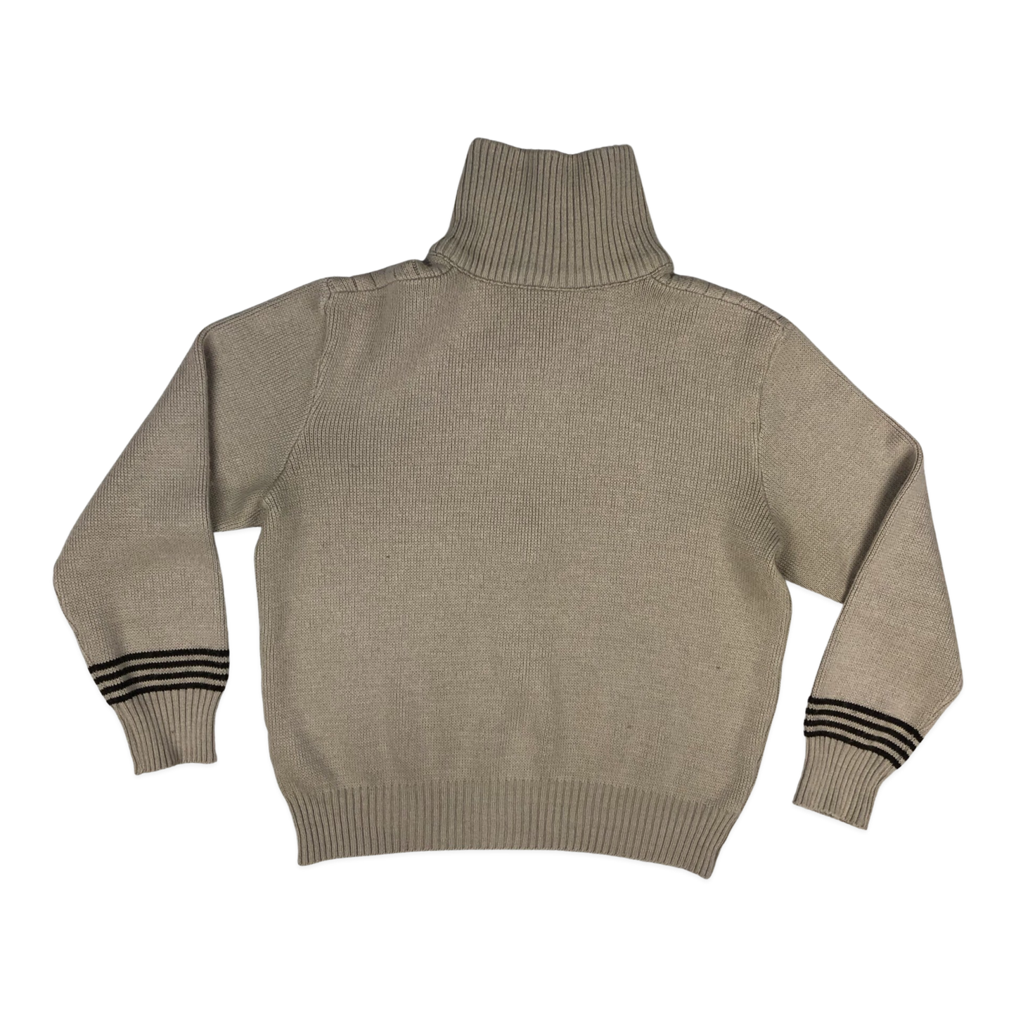 Vintage 80s Beige Zip-down Knit Jumper L