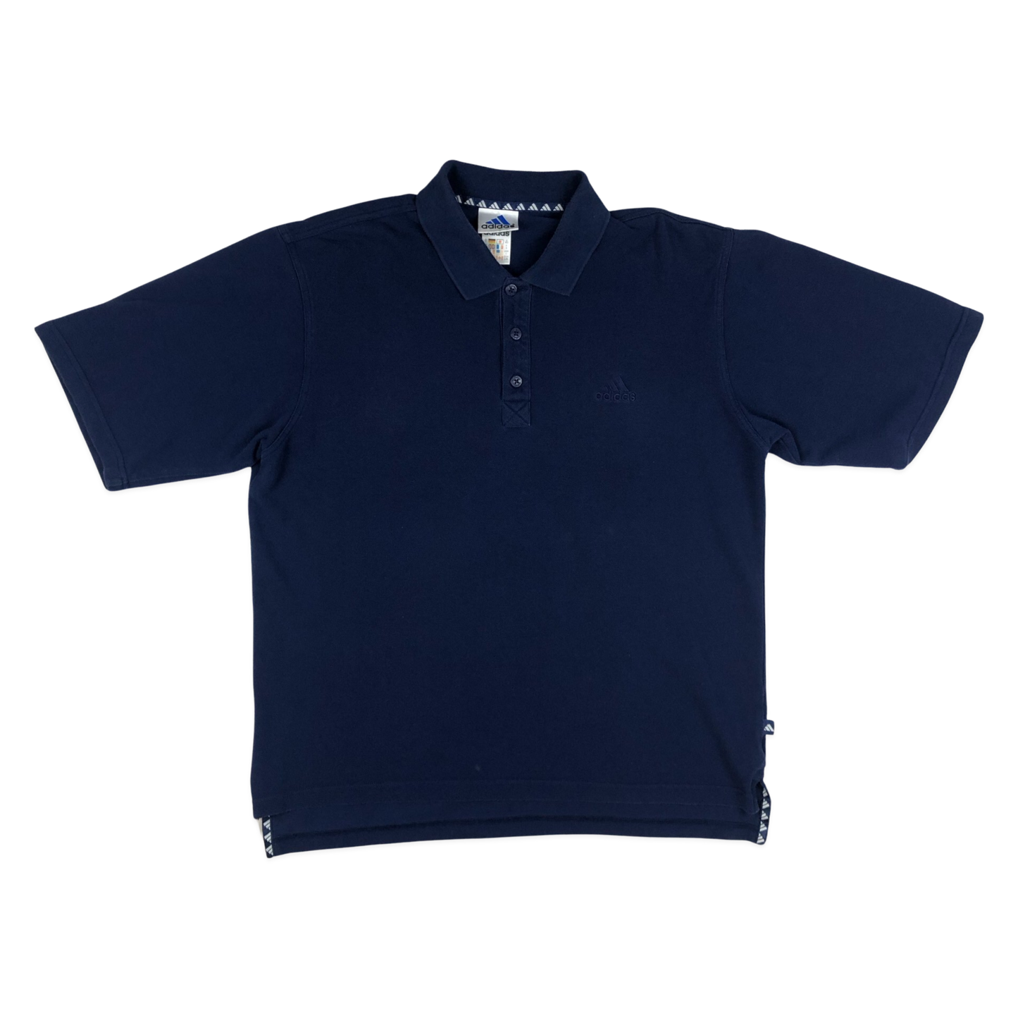 Vintage 90s Adidas Plain Navy Polo Shirt XL