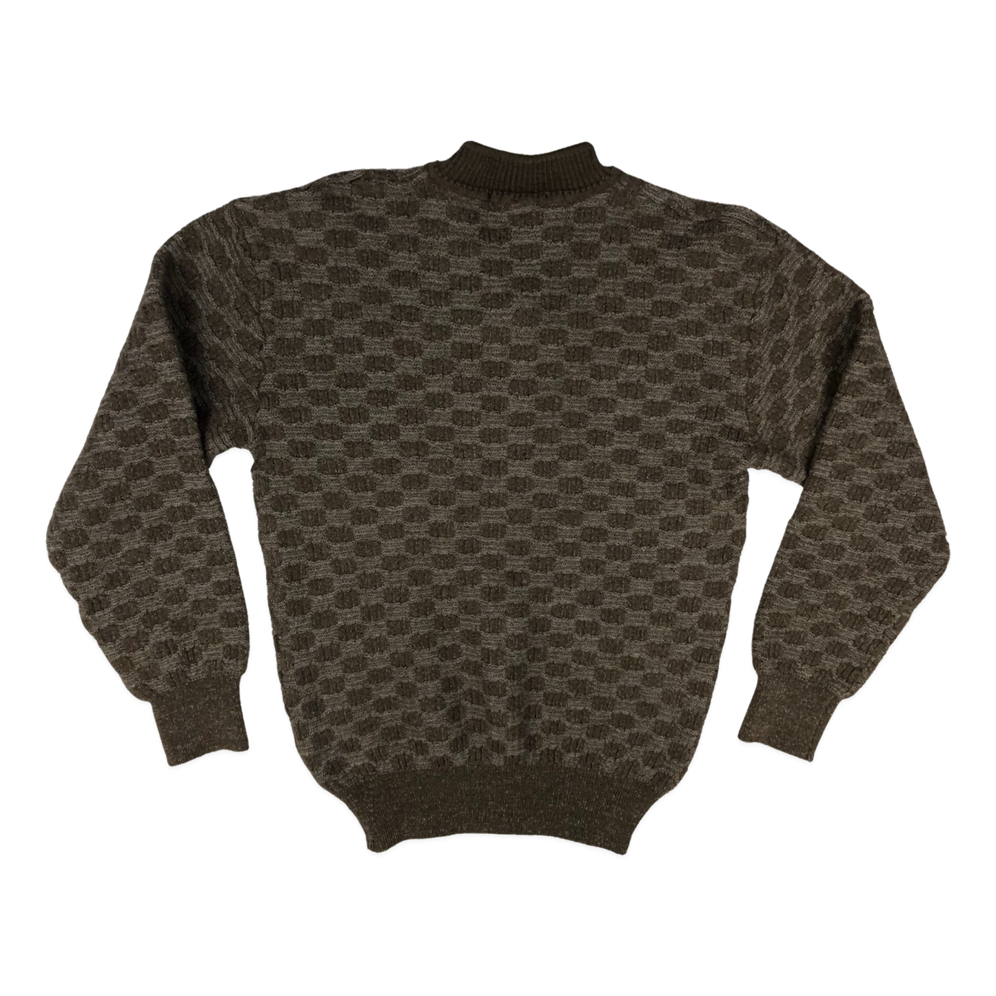 Vintage 80s Brown 1/4-zip Textured Knit Jumper M