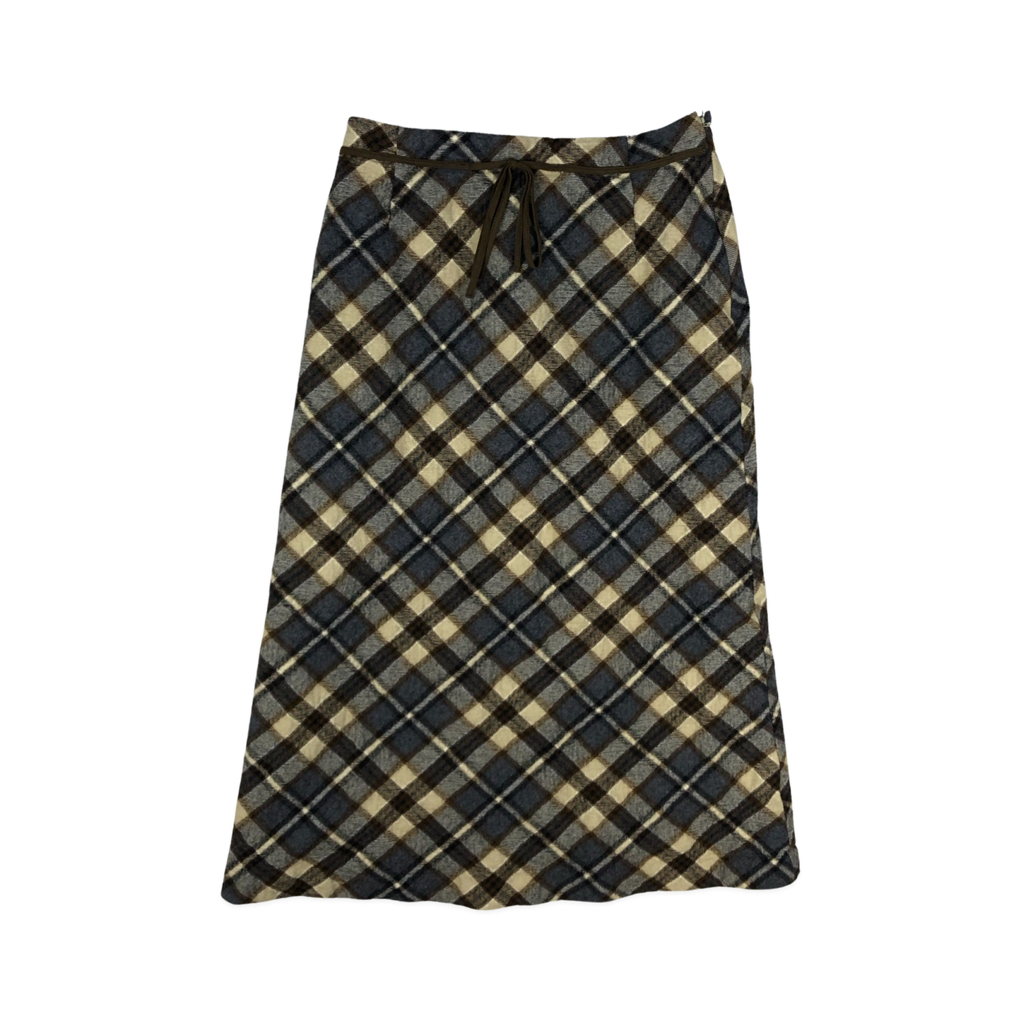 Vintage Grey and Brown Plaid Wool Skirt 4