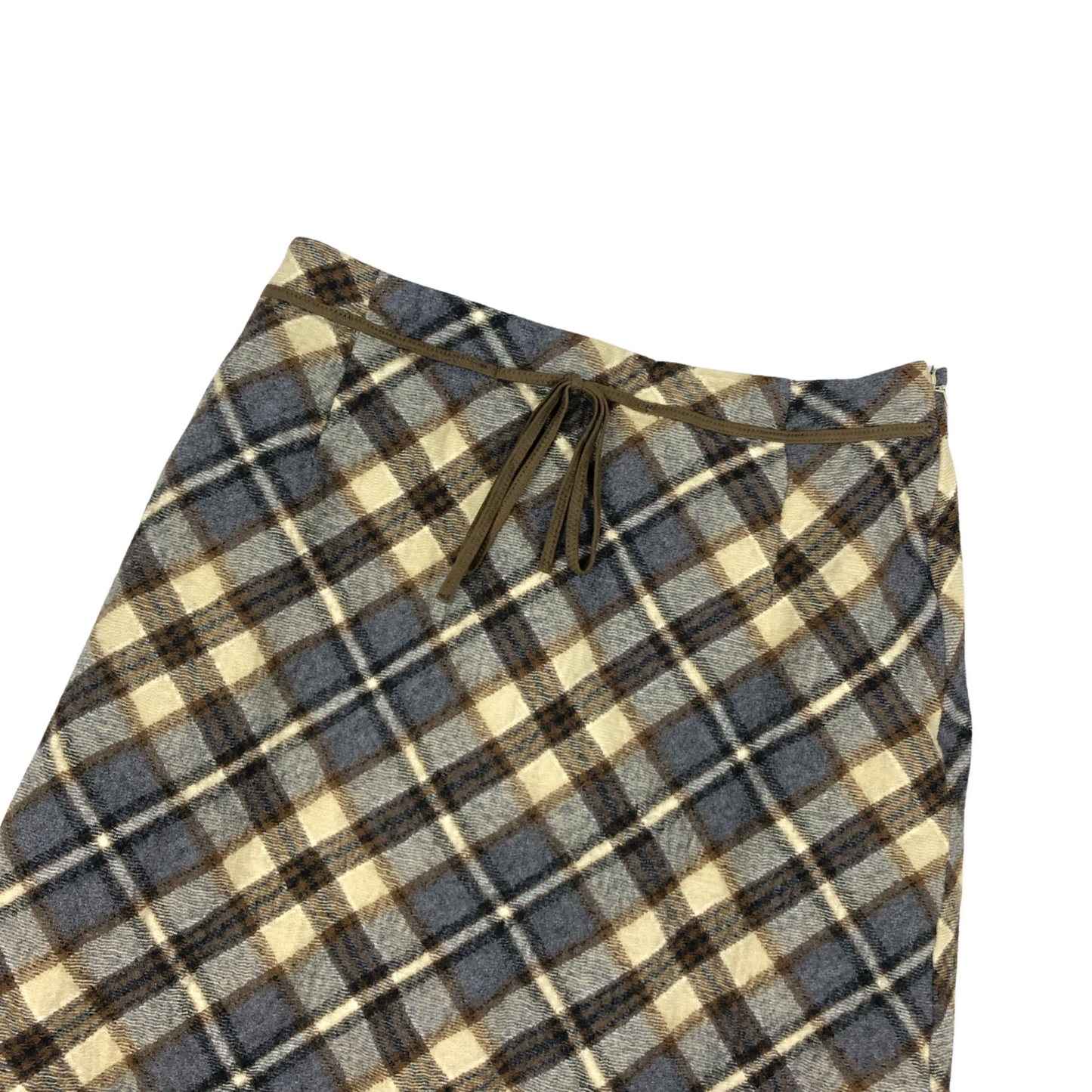 Vintage Grey and Brown Plaid Wool Skirt 4