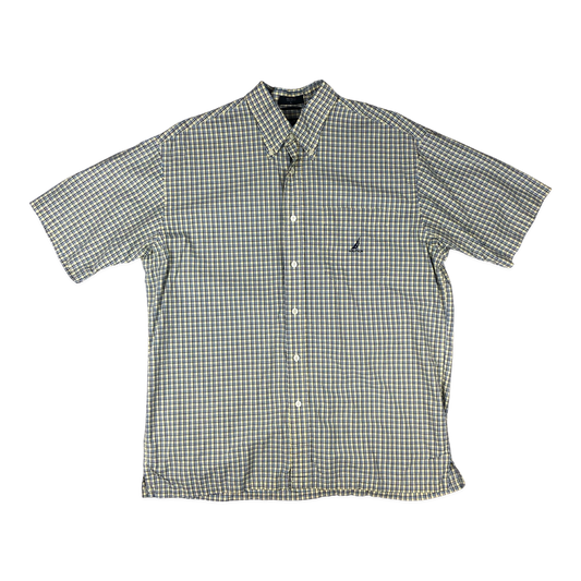 Vintage Nautica Blue and Yellow Plaid Shirt XL