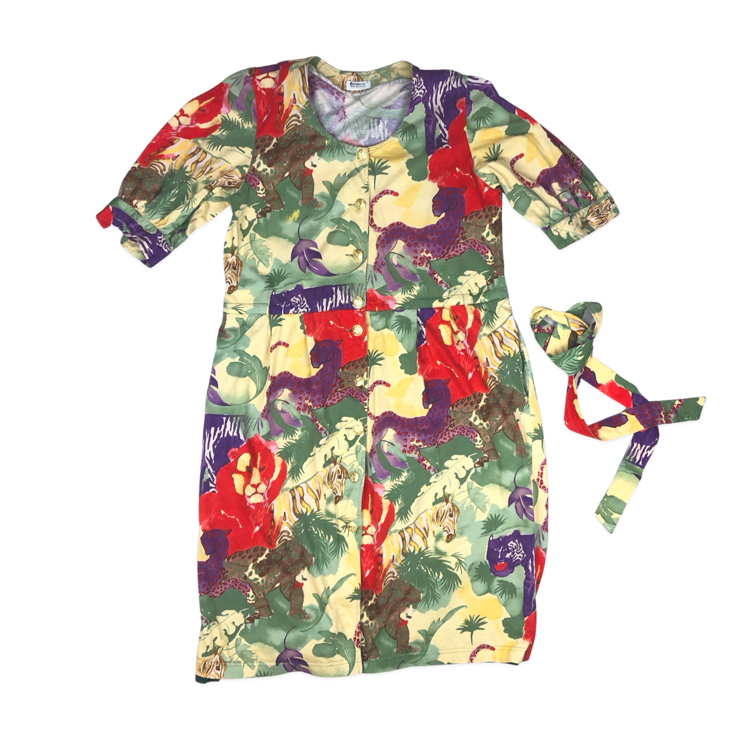 Vintage Safari Print Dress with Belt 14