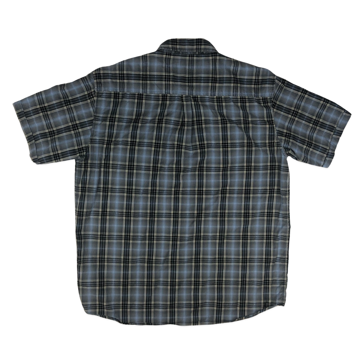 Vintage Wrangler Blue and Grey Short Sleeved Plaid Shirt XXL