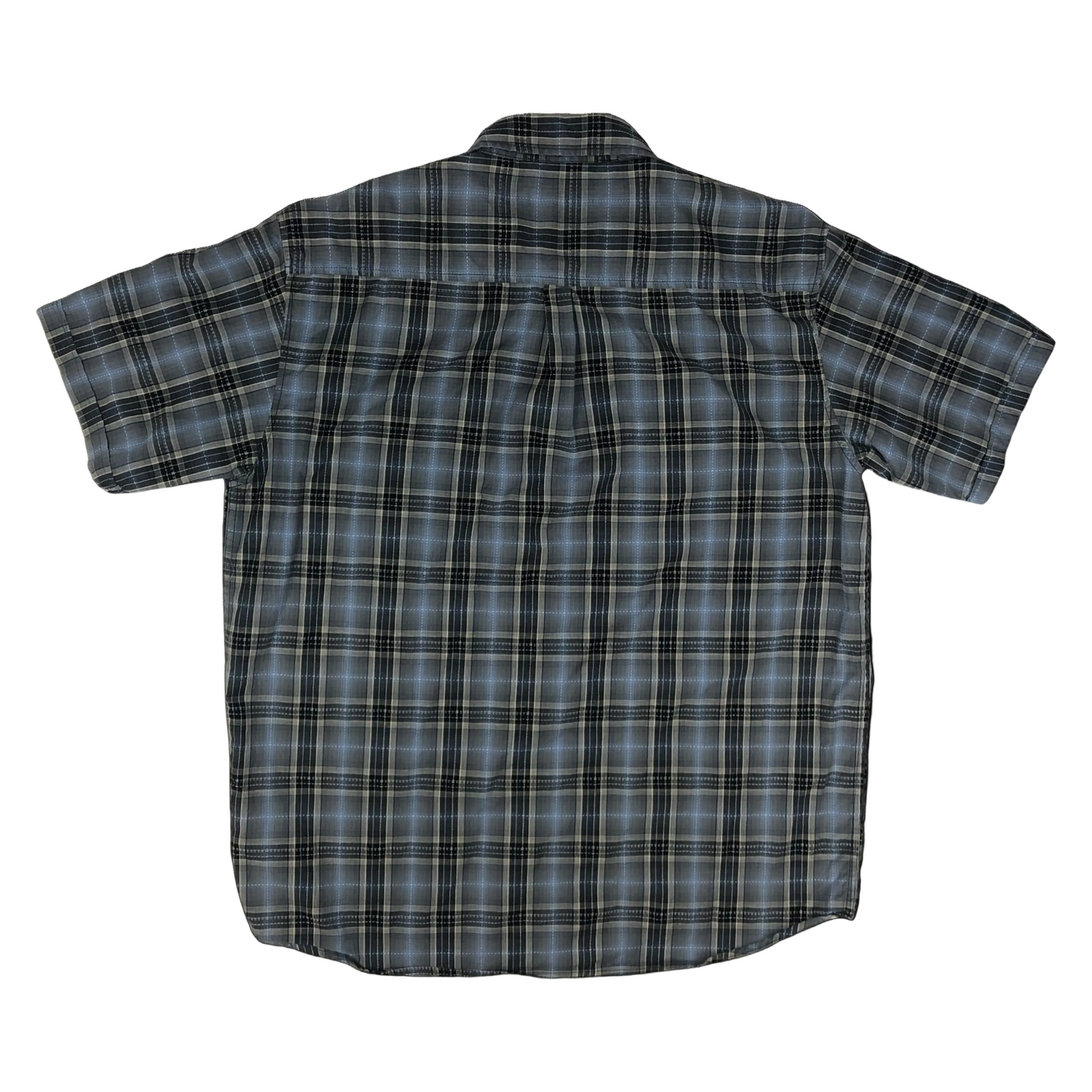 Wrangler Blue Grey Checked Plaid Casual Short Sleeve Shirt XXL