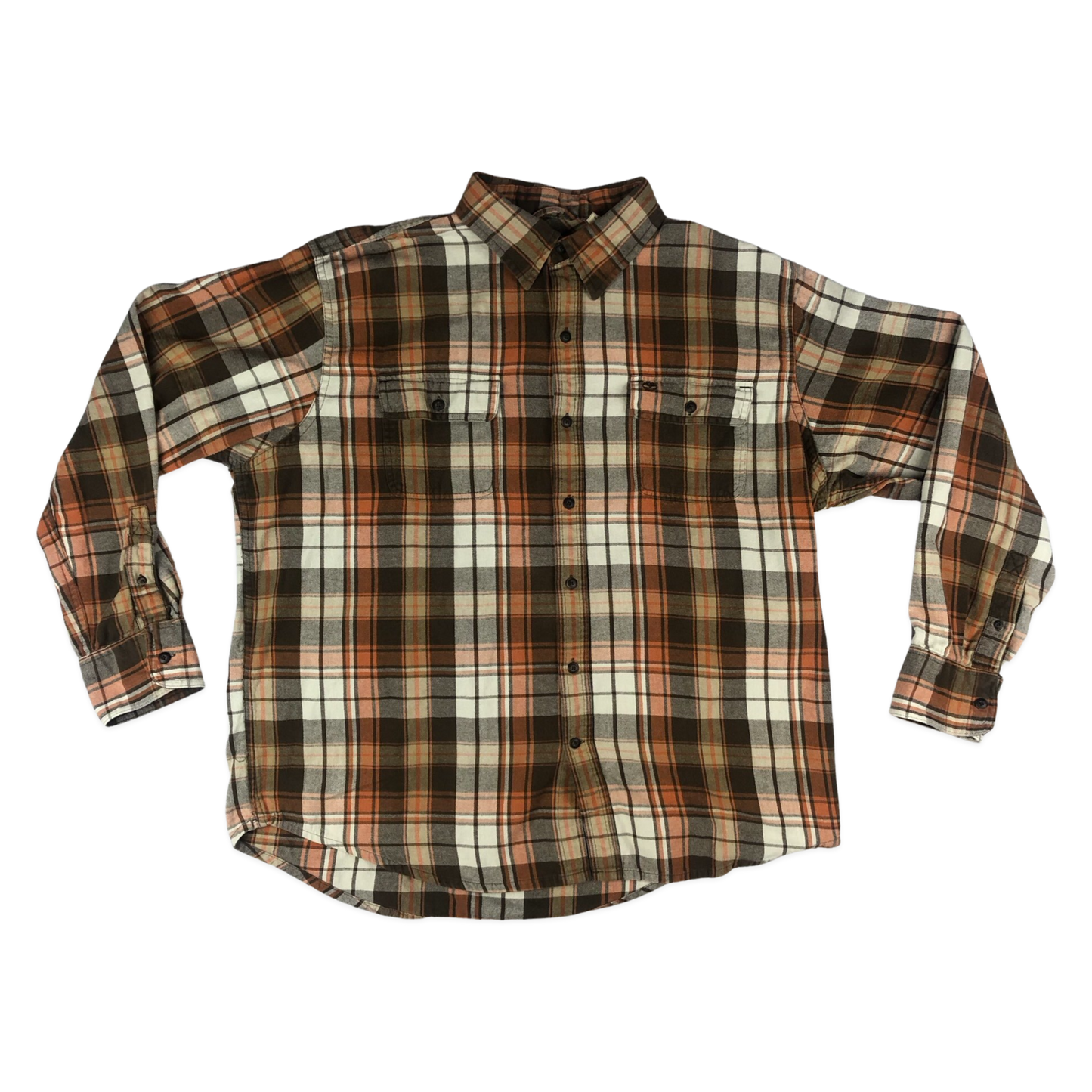 Vintage Orange and Brown Timberland Heavy Plaid Flannel Shirt XXL