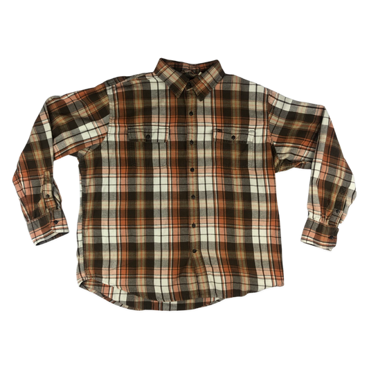 Vintage Orange and Brown Timberland Heavy Plaid Flannel Shirt XXL