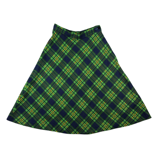 Vintage 70s Green Plaid Skirt 8